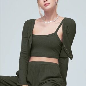ALO Yoga Whisper Cardigan Tank Set